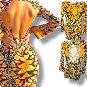 35. ZARA | Retro Vibe Long Sleeve Backless Mini Dress Size XS